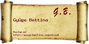 Gyüge Bettina névjegykártya